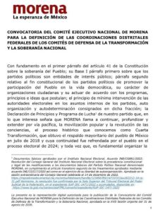 Morena abre proceso para definir coordinadores en los 300 distritos federales rumbo a 2027